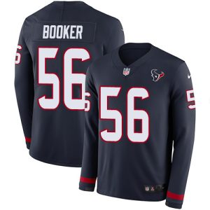 Texans #56 Thomas Booker Navy Blue Team Color Men's Stitched NFL Limited Therma Long Sleeve Jersey