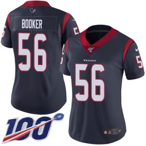 personalized Texans #56 Thomas Booker Navy Blue Team Color Women's Stitched NFL 100th Season Vapor Untouchable Limited Jersey