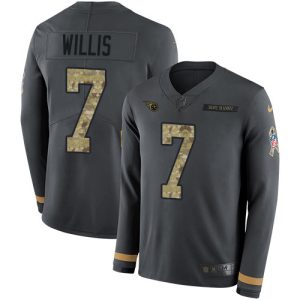 Titans #7 Malik Willis Anthracite Salute to Service Men's Stitched NFL Limited Therma Long Sleeve Jersey