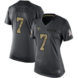 Titans #7 Malik Willis Black Women's Stitched NFL Limited 2024 Salute To Service Jersey