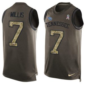 Titans #7 Malik Willis Green Men's Stitched NFL Limited Salute To Service Tank Top Jersey