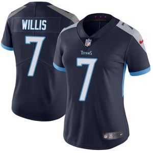 titans #7 malik willis navy blue team color women's stitched nfl vapor untouchable limited authentic jersey