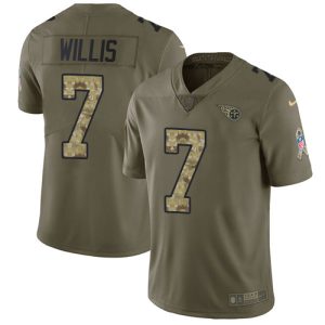 Titans #7 Malik Willis Olive/Camo Men's Stitched NFL Limited 2024 Salute To Service Jersey