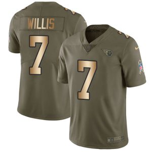 youth Titans #7 Malik Willis Olive/Gold Men's Stitched NFL Limited 2024 Salute To Service Jersey