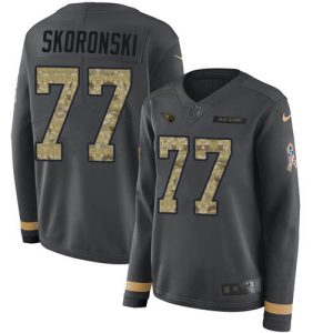 Titans #77 Peter Skoronski Anthracite Salute to Service Women's Stitched NFL Limited Therma Long Sleeve Jersey