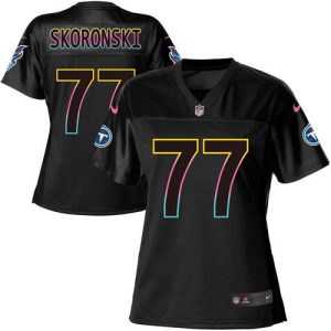 Titans #77 Peter Skoronski Black Women's NFL Fashion Game Jersey