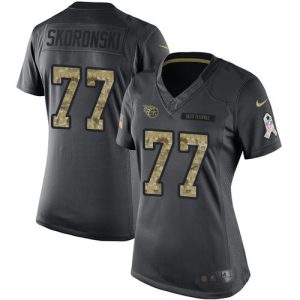 Titans #77 Peter Skoronski Black Women's Stitched NFL Limited 2024 Salute To Service Jersey