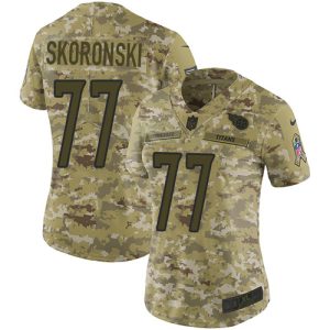 cheap Titans #77 Peter Skoronski Camo Women's Stitched NFL Limited 2024 Salute To Service Jersey