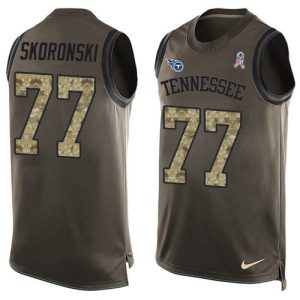 youth Titans #77 Peter Skoronski Green Men's Stitched NFL Limited Salute To Service Tank Top Jersey