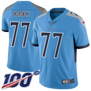 cheap Titans #77 Peter Skoronski Light Blue Alternate Men's Stitched NFL 100th Season Vapor Limited Jersey