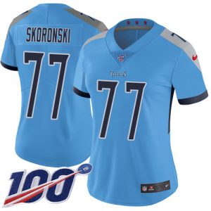 Titans #77 Peter Skoronski Light Blue Alternate Women's Stitched NFL 100th Season Vapor Limited Jersey