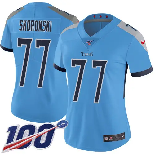Titans #77 Peter Skoronski Light Blue Alternate Women's Stitched NFL 100th Season Vapor Limited Jersey