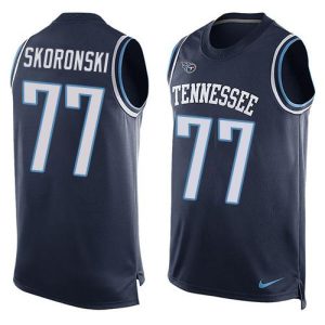 Titans #77 Peter Skoronski Navy Blue Team Color Men's Stitched NFL Limited Tank Top Jersey