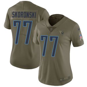 Titans #77 Peter Skoronski Olive Women's Stitched NFL Limited 2024 Salute to Service Jersey