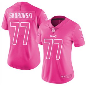 wholesale Titans #77 Peter Skoronski Pink Women's Stitched NFL Limited Rush Fashion Jersey