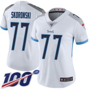 titans #77 peter skoronski white women's stitched nfl 100th season vapor limited elite jersey