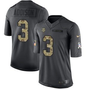 Vikings #3 Jordan Addison Black Men's Stitched NFL Limited 2024 Salute to Service Jersey