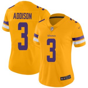 Vikings #3 Jordan Addison Gold Women's Stitched NFL Limited Inverted Legend Jersey