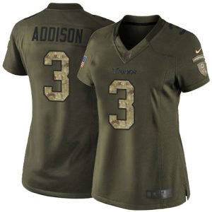 personalized Vikings #3 Jordan Addison Green Women's Stitched NFL Limited 2024 Salute to Service Jersey