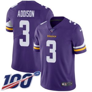 Vikings #3 Jordan Addison Purple Team Color Men's Stitched NFL 100th Season Vapor Untouchable Limited Jersey