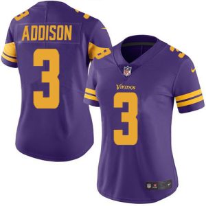 Vikings #3 Jordan Addison Purple Women's Stitched NFL Limited Rush Jersey