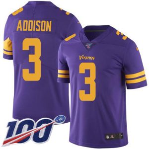 elite Vikings #3 Jordan Addison Purple Youth Stitched NFL Limited Rush 100th Season Jersey