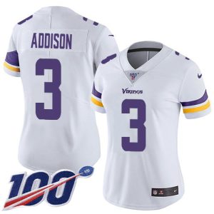 Vikings #3 Jordan Addison White Women's Stitched NFL 100th Season Vapor Untouchable Limited Jersey