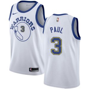 Warriors #3 Jordan Poole White Throwback NBA Swingman Hardwood Classics Jersey