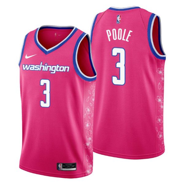 Wizards #3 Jordan Poole 2023-24 City Edition Youth NBA Jersey - Cherry Blossom Pink