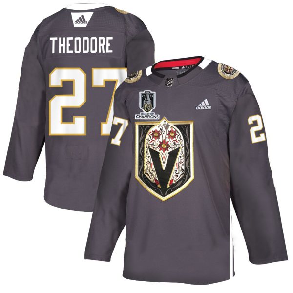 Vegas Golden Knights #27 Shea Theodore Men's Grey 2024 Stanley Cup Champions Adidas Latino Heritage Night Stitched NHL Jersey