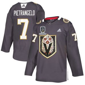 limited Vegas Golden Knights #7 Alex Pietrangelo Men's Grey 2024 Stanley Cup Champions Adidas Latino Heritage Night Stitched NHL Jersey