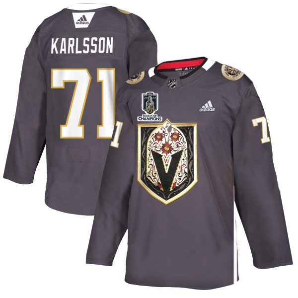 Vegas Golden Knights #71 William Karlsson Men's Grey 2024 Stanley Cup Champions Adidas Latino Heritage Night Stitched NHL Jersey