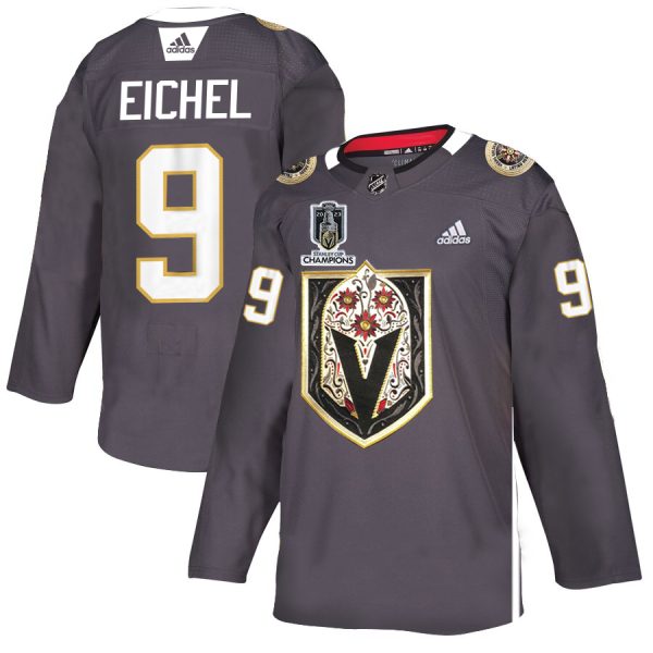 Vegas Golden Knights #9 Jack Eichel Men's Grey 2024 Stanley Cup Champions Adidas Latino Heritage Night Stitched NHL Jersey