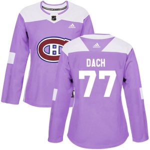 cheap Adidas Canadiens #77 Kirby Dach Purple Authentic Fights Cancer Women's Stitched NHL Jersey