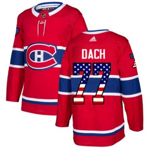 Adidas Canadiens #77 Kirby Dach Red Home Authentic USA Flag Stitched NHL Jersey