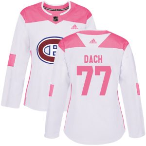 wholesale Adidas Canadiens #77 Kirby Dach White/Pink Authentic Fashion Women's Stitched NHL Jersey