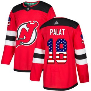 authentic Adidas Devils #18 Ondrej Palat Red Home Authentic USA Flag Stitched NHL Jersey