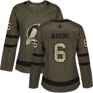 authentic Adidas Devils #6 John Marino Green Salute to Service Women's Stitched NHL Jersey