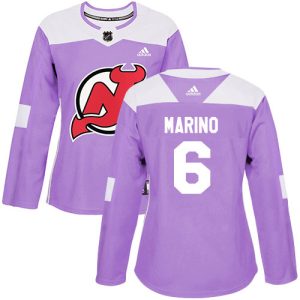 adidas devils #6 john marino purple authentic fights cancer women's stitched nhl wholesale jersey