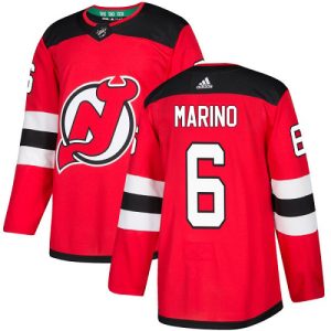 adidas devils #6 john marino red home authentic stitched nhl customized jersey