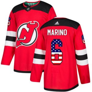 adidas devils #6 john marino red home authentic usa flag stitched nhl wholesale jersey