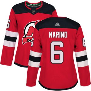 cheap Adidas Devils #6 John Marino Red Home Authentic Women's Stitched NHL Jersey