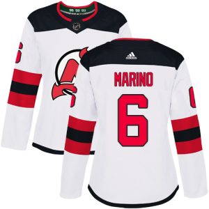 adidas devils #6 john marino white road authentic women's stitched nhl wholesale jersey