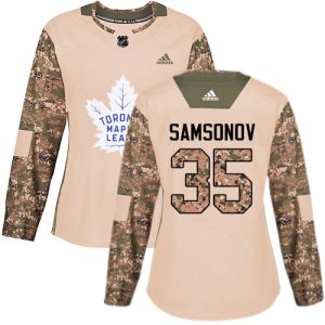 Adidas Maple Leafs #35 Ilya Samsonov Camo Authentic 2017 Veterans Day Women's Stitched NHL Jersey