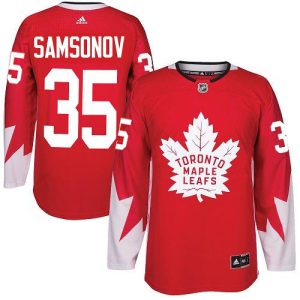 wholesale Adidas Maple Leafs #35 Ilya Samsonov Red Team Canada Authentic Stitched NHL Jersey