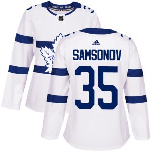 Adidas Maple Leafs #35 Ilya Samsonov White Authentic 2018 Stadium Series Women's Stitched NHL Jersey