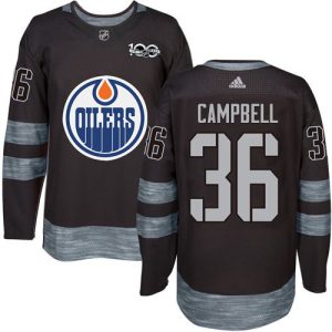 personalized Adidas Oilers #36 Jack Campbell Black 1917-2017 100th Anniversary Stitched NHL Jersey