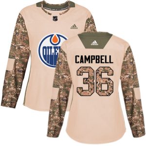 Adidas Oilers #36 Jack Campbell Camo Authentic 2017 Veterans Day Women's Stitched NHL Jersey