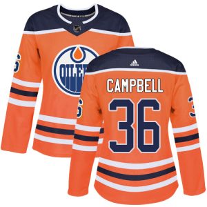 Adidas Oilers #36 Jack Campbell Orange Home Authentic Women's Stitched NHL Jersey