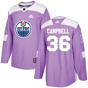 elite Adidas Oilers #36 Jack Campbell Purple Authentic Fights Cancer Stitched NHL Jersey